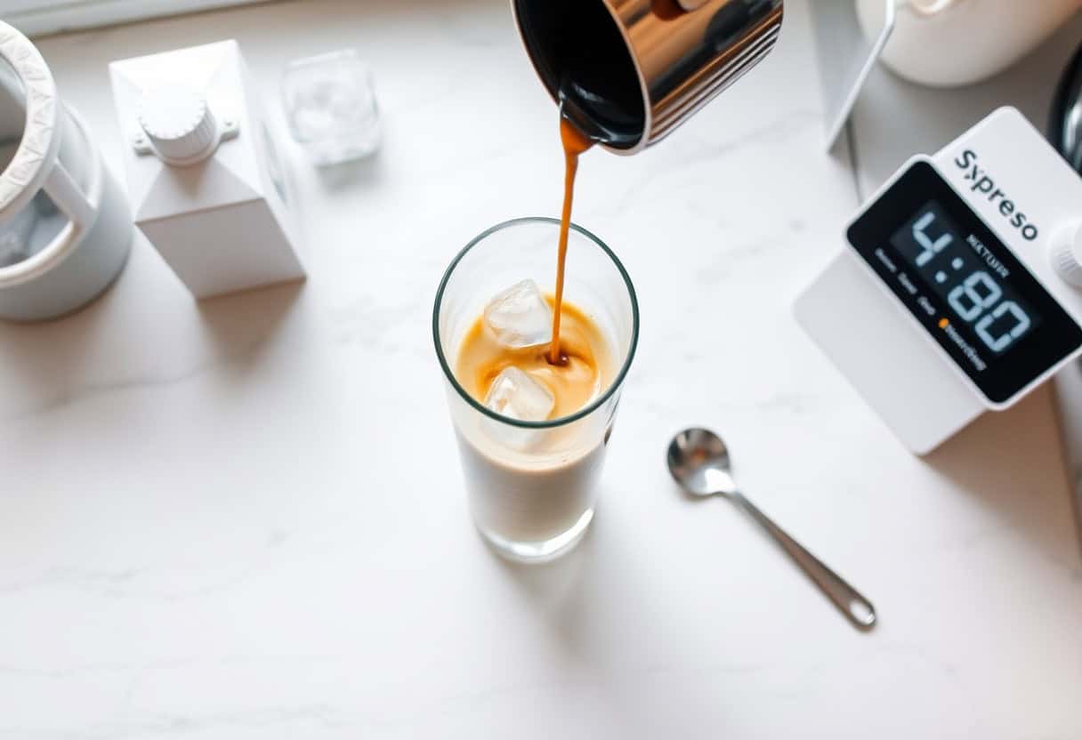iced latte at home — coffee preparation photo